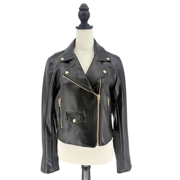 Blank NYC Moto Vegan Faux Leather Biker Motorcycle Jacket in Black Size Medium - Picture 5 of 14